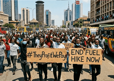 kenyans protesting the recent fuel hikes
